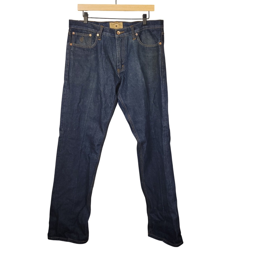 Rocawear Mens Straight Leg Jeans Dark Wash Blue Denim Size 36x34 Regular Fit‎